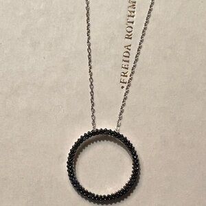 FREIDA ROTHMAN Dark Blue Circle Pendant Necklace